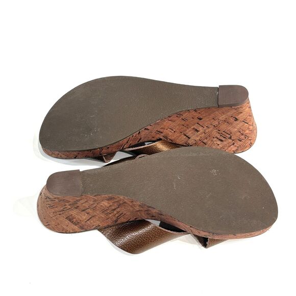 Kork Ease Geena Leather Wedge Sandals Brown Slip On Womens Sz 8 Made in Brazil - Picture 8 of 8